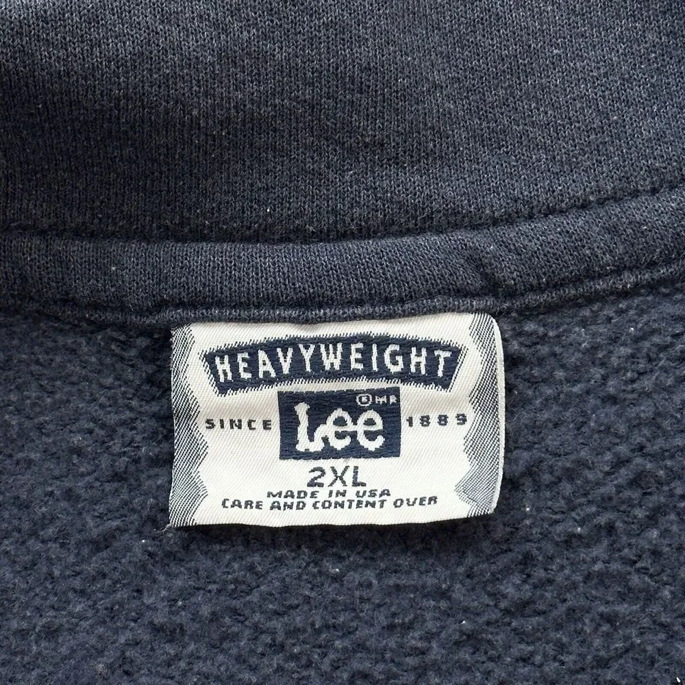 Vintage Lee Heavyweight Sweater Mens 2XL Blue 1/4 Zip Pullover Microsoft